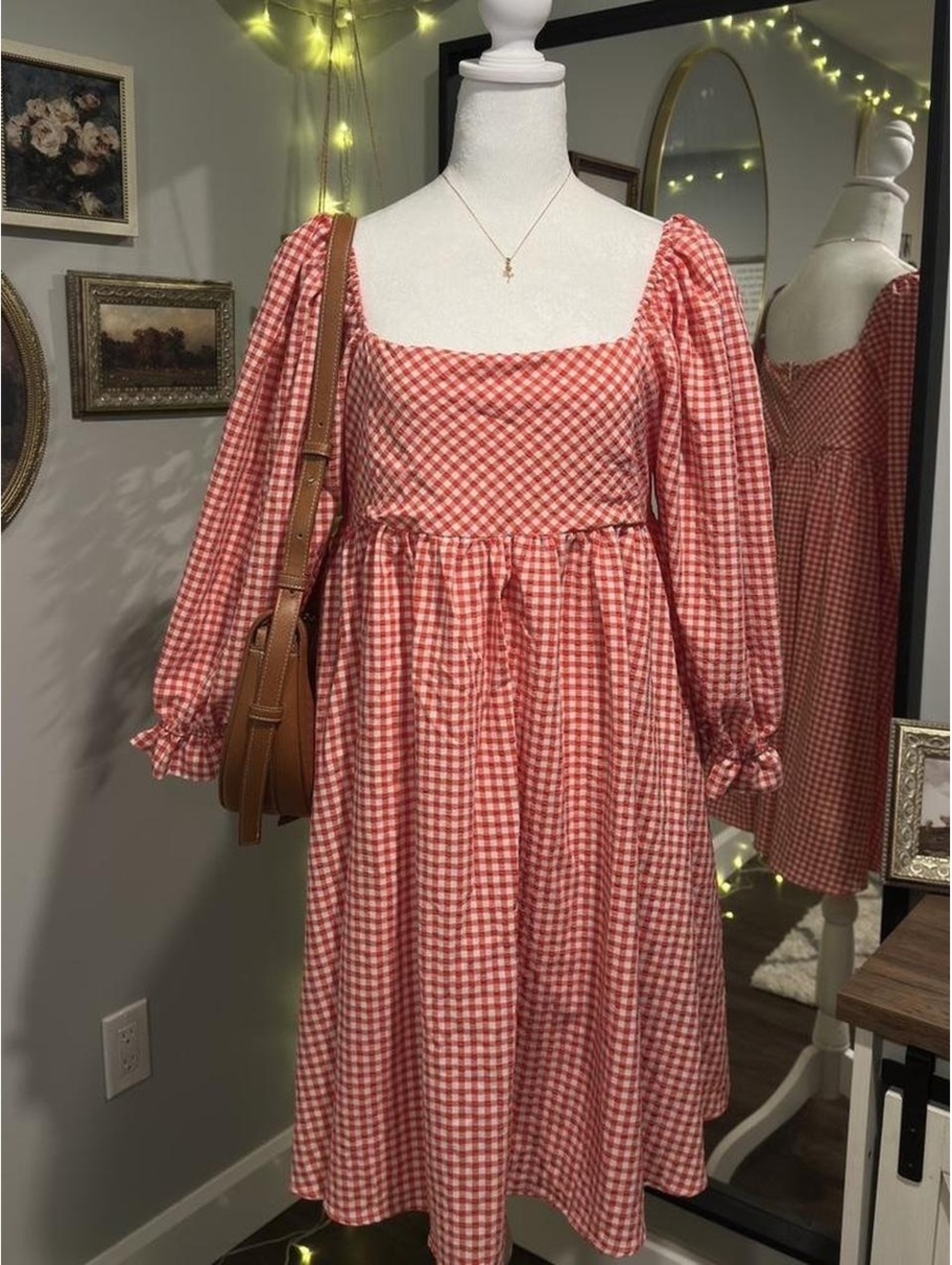 Sweet Lemon Red Gingham Cottagecore Dress